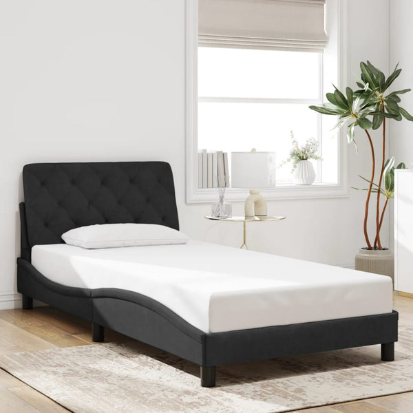 vidaXL Cadre de lit avec LED sans matelas Velours noir 100x200 cm