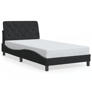 vidaXL Cadre de lit avec LED sans matelas Velours noir 100x200 cm