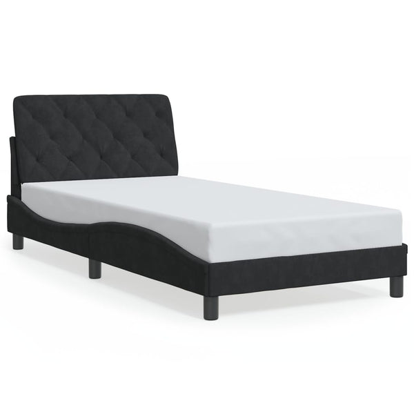 vidaXL Cadre de lit avec LED sans matelas Velours noir 100x200 cm