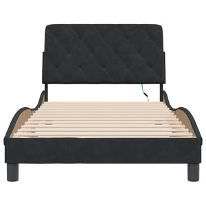 vidaXL Cadre de lit avec LED sans matelas Velours noir 100x200 cm