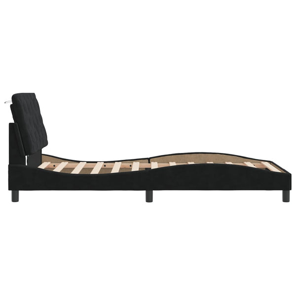 vidaXL Cadre de lit avec LED sans matelas Velours noir 100x200 cm