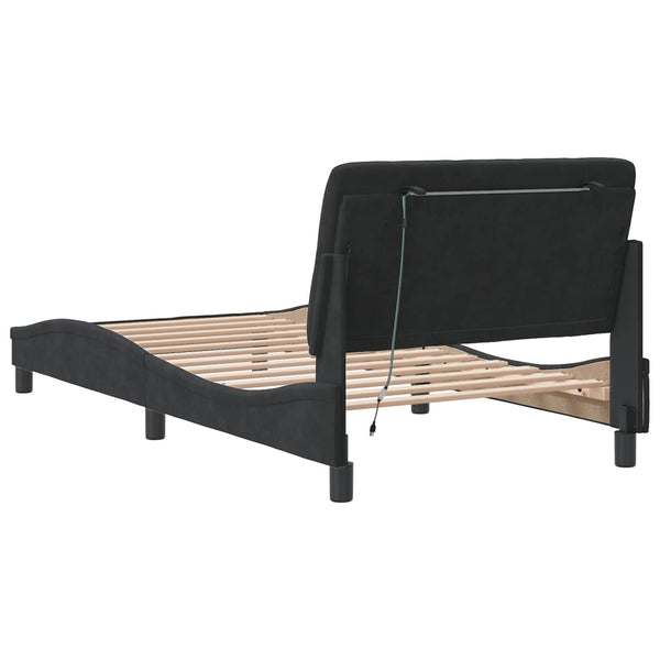 vidaXL Cadre de lit avec LED sans matelas Velours noir 100x200 cm