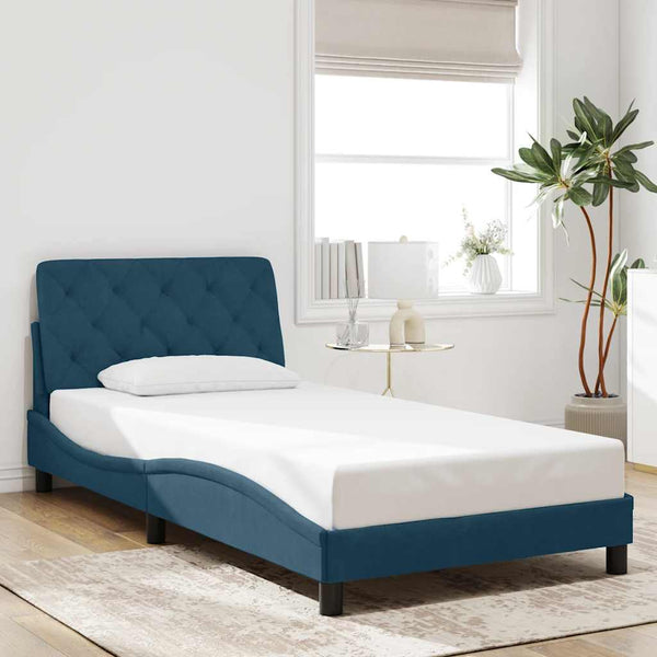 Bettgestell mit LED Blau 100x200 cm Samt