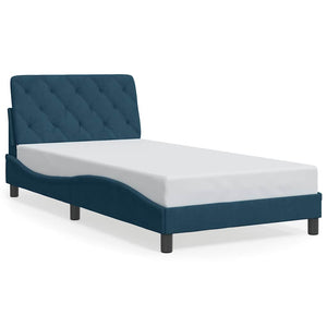 Bettgestell mit LED Blau 100x200 cm Samt
