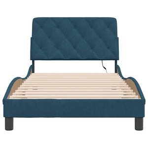 Bettgestell mit LED Blau 100x200 cm Samt