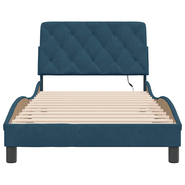 Bettgestell mit LED Blau 100x200 cm Samt