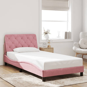 vidaXL Cadre de lit avec LED sans matelas Rose 100x200 cm Velours