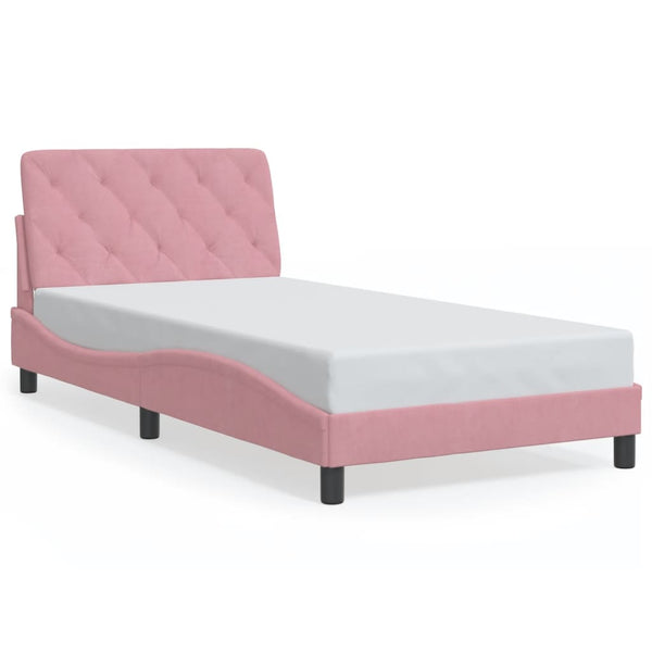 vidaXL Cadre de lit avec LED sans matelas Rose 100x200 cm Velours