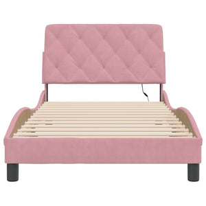 vidaXL Cadre de lit avec LED sans matelas Rose 100x200 cm Velours