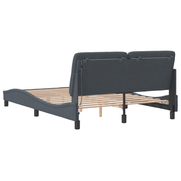 Bettgestell mit LED Dunkelgrau 120x200 cm Samt