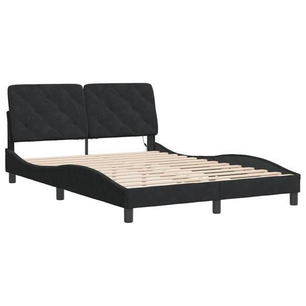Bettgestell mit LED Schwarz 120x200 cm Samt