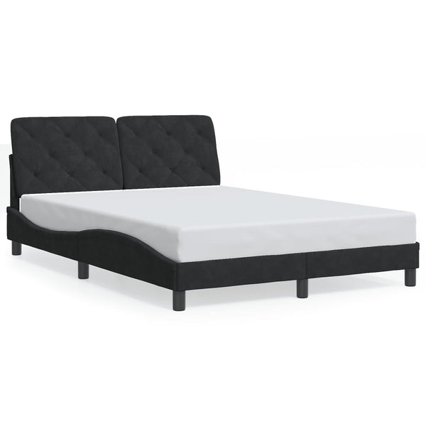 Bettgestell mit LED Schwarz 120x200 cm Samt