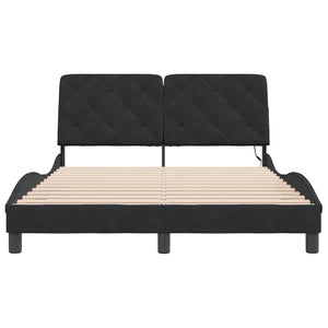 Bettgestell mit LED Schwarz 120x200 cm Samt