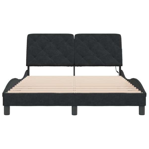 Bettgestell mit LED Schwarz 120x200 cm Samt