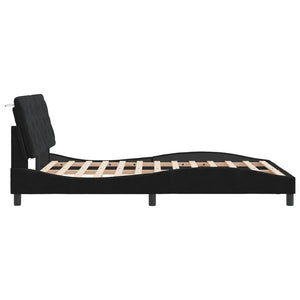 Bettgestell mit LED Schwarz 120x200 cm Samt