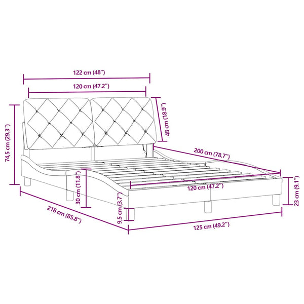 vidaXL Cadre de lit avec LED sans matelas Vert foncé 120x200 cm Velours