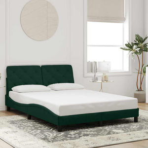 vidaXL Cadre de lit avec LED sans matelas Vert foncé 120x200 cm Velours