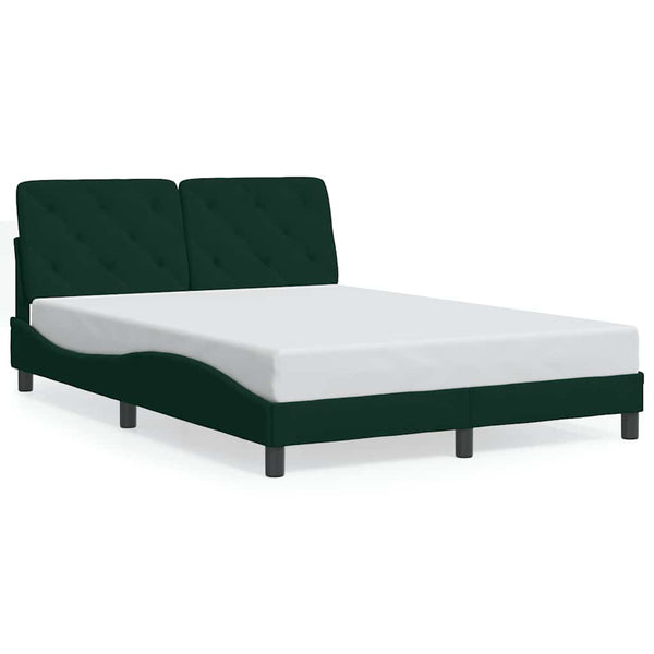 vidaXL Cadre de lit avec LED sans matelas Vert foncé 120x200 cm Velours