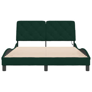 vidaXL Cadre de lit avec LED sans matelas Vert foncé 120x200 cm Velours