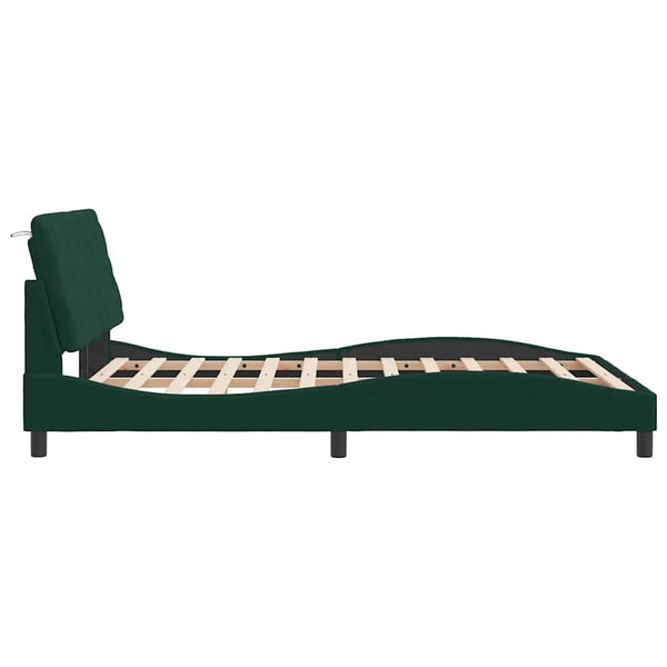 vidaXL Cadre de lit avec LED sans matelas Vert foncé 120x200 cm Velours