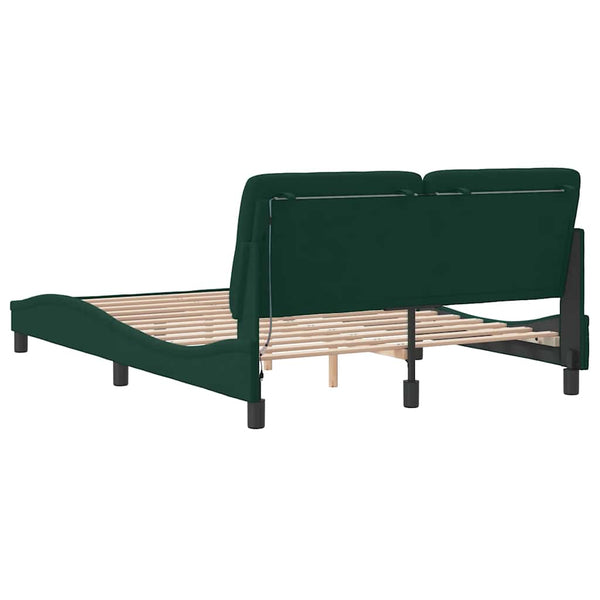 vidaXL Cadre de lit avec LED sans matelas Vert foncé 120x200 cm Velours