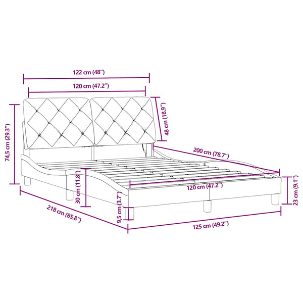 Bettgestell Blau 120x200 cm mit LED Samt