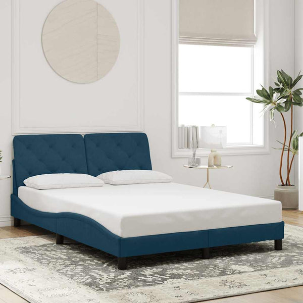 Bettgestell Blau 120x200 cm mit LED Samt