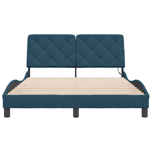 Bettgestell Blau 120x200 cm mit LED Samt