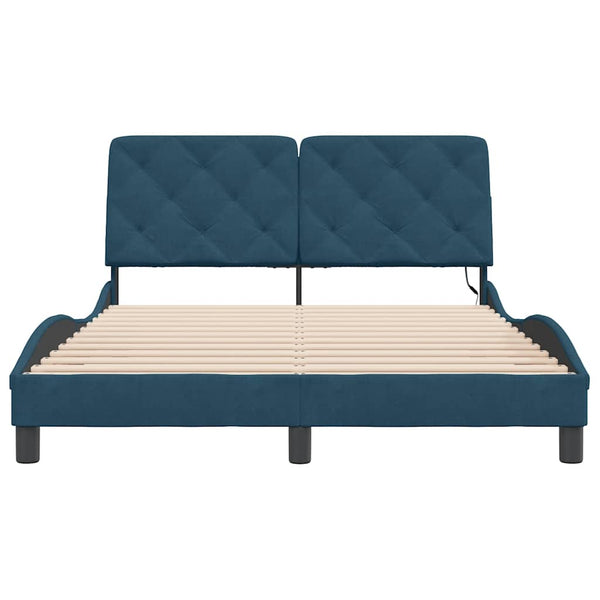 Bettgestell Blau 120x200 cm mit LED Samt