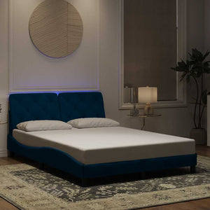 Bettgestell Blau 120x200 cm mit LED Samt