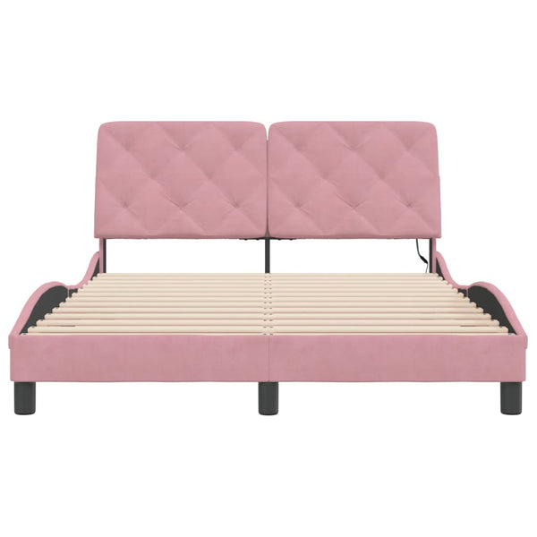 Bettgestell Rosa 120x200 cm mit LED Samt