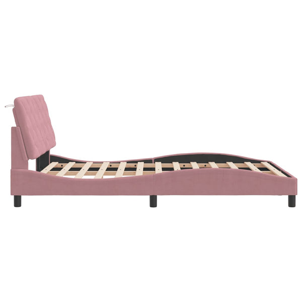 Bettgestell Rosa 120x200 cm mit LED Samt