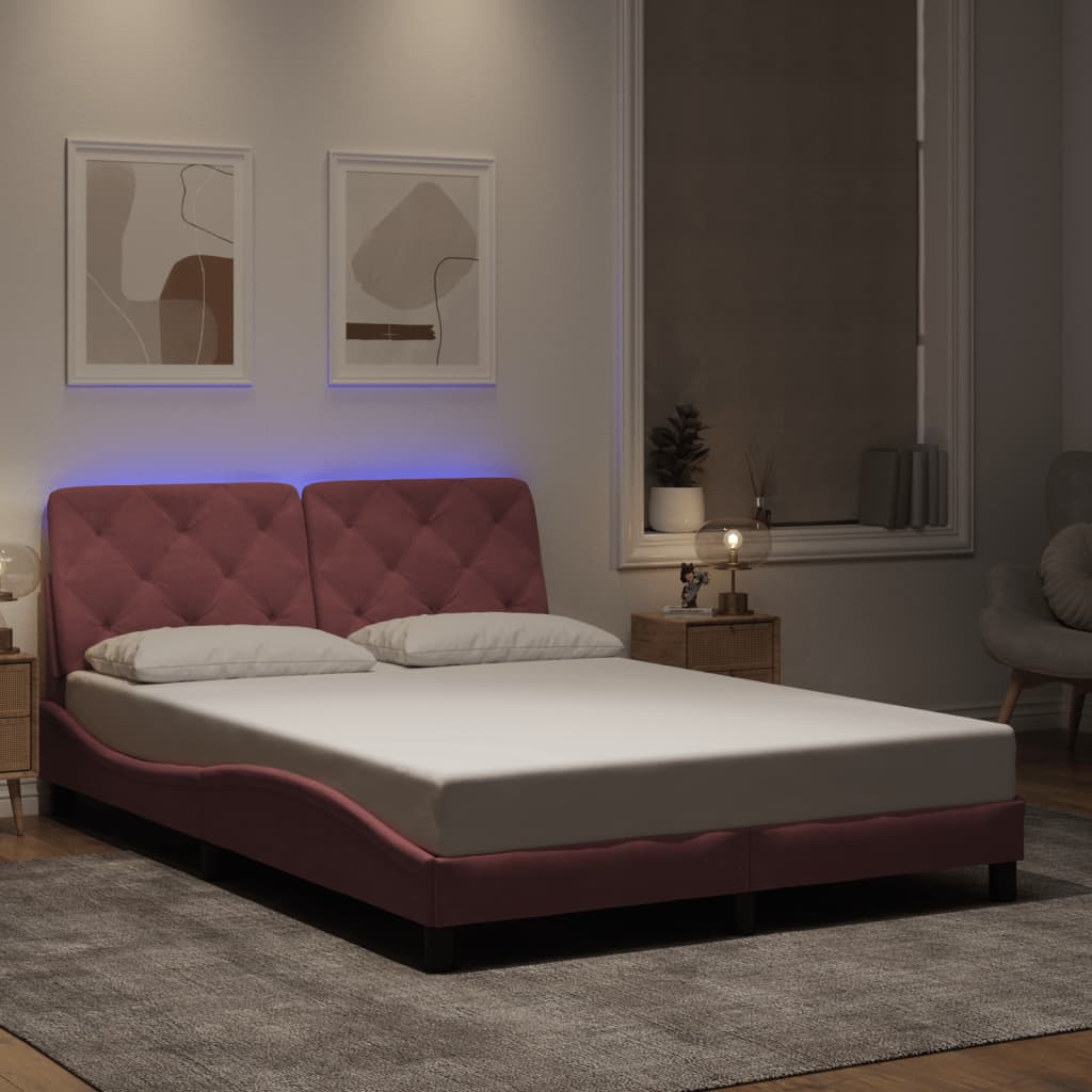 Bettgestell Rosa 120x200 cm mit LED Samt