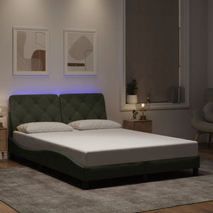 Bettgestell mit LED Hellgrau Samt 140x190 cm