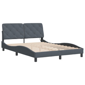 Bettgestell mit LED Dunkelgrau 140x190 cm Samt