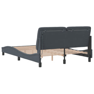 Bettgestell mit LED Dunkelgrau 140x190 cm Samt