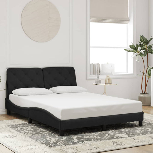 Bettgestell Schwarz Samt LED 140x190 cm