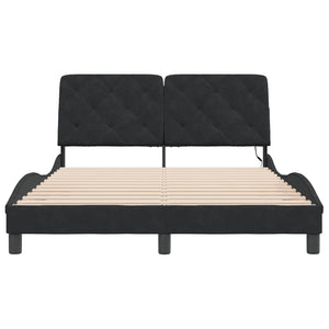Bettgestell Schwarz Samt LED 140x190 cm
