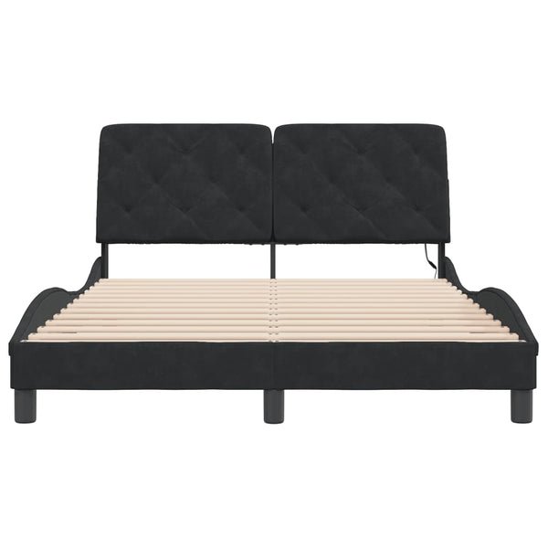 Bettgestell Schwarz Samt LED 140x190 cm