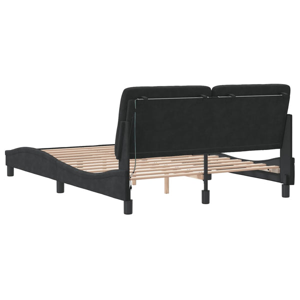 Bettgestell Schwarz Samt LED 140x190 cm