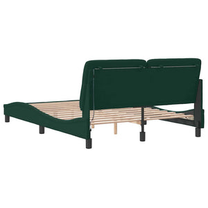Bettgestell mit LED Dunkelgrün 140x190 cm Samt