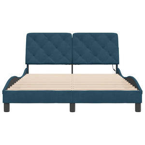 Bettgestell Blau 140x190 cm mit LED Samt