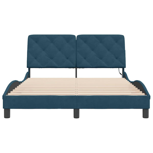 Bettgestell Blau 140x190 cm mit LED Samt