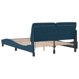 Bettgestell Blau 140x190 cm mit LED Samt