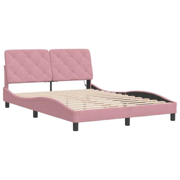 Bettgestell Rosa 140x190 cm mit LED Samt