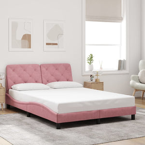 Bettgestell Rosa 140x190 cm mit LED Samt