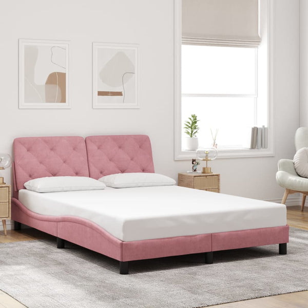 Bettgestell Rosa 140x190 cm mit LED Samt