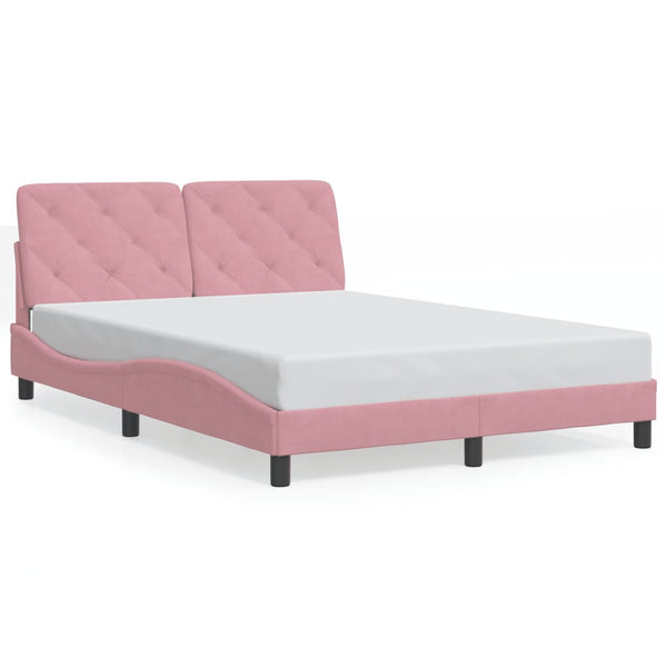 Bettgestell Rosa 140x190 cm mit LED Samt