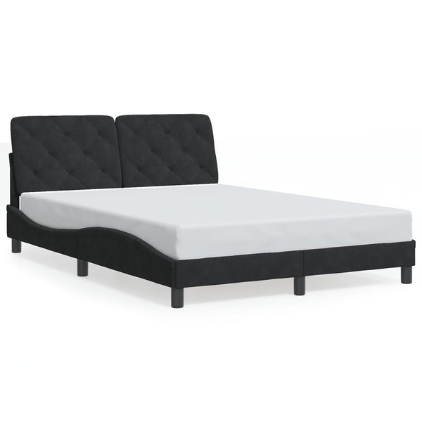 Schwarzes Samt Bettgestell mit LED 140x200 cm