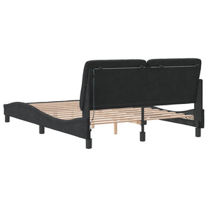 Schwarzes Samt Bettgestell mit LED 140x200 cm
